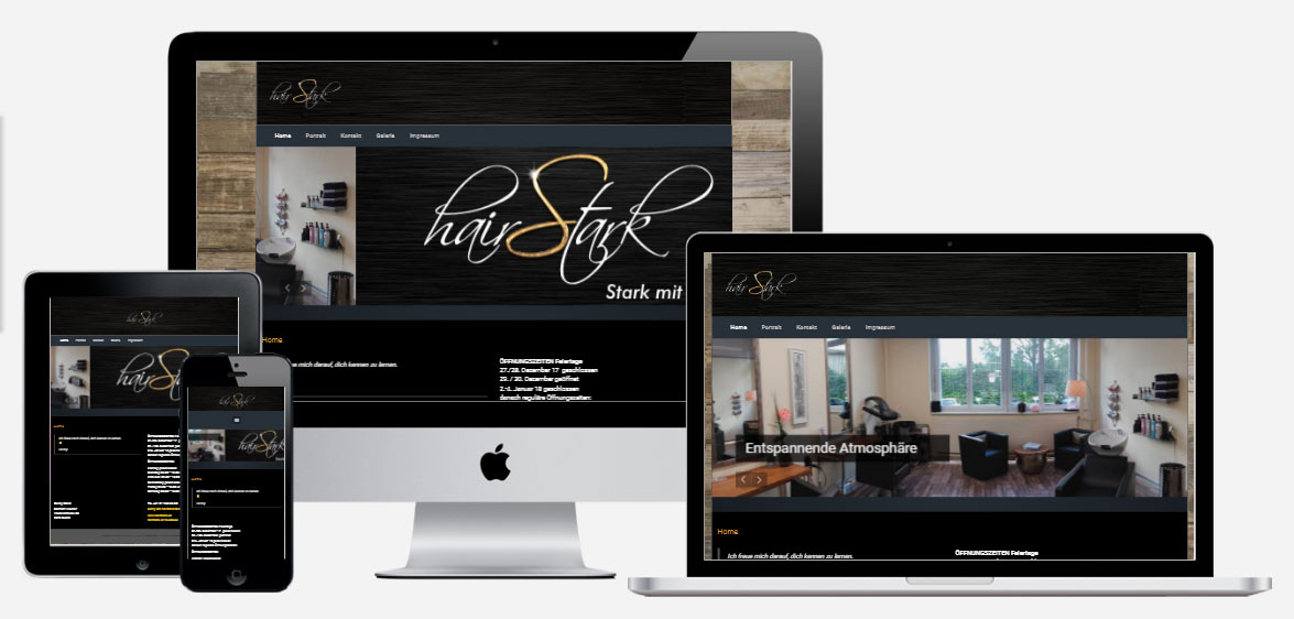 Website: Hairstark, Buchs. Design und Umsetzung: Roland Seeger